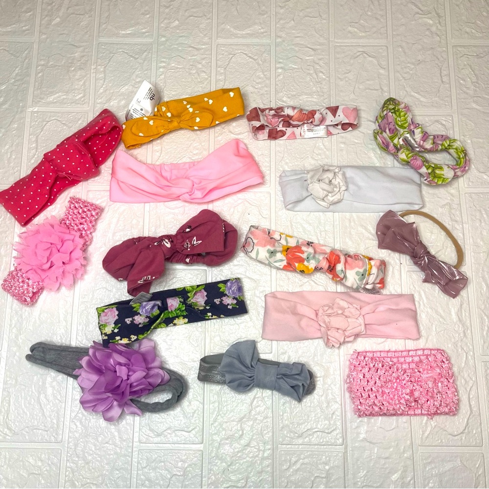 Baby Girl’s 14 Piece Hair headband Bundle Lot